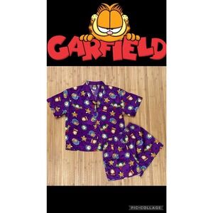 90’s Vintage Garfield Purple Pajamas Women’s Sz Medium - Satin Feel